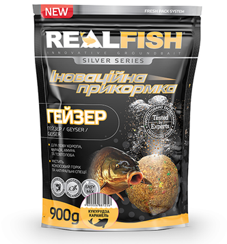 Прикормка RealFish "Гейзер" Кукурудза-карамель 900г фото